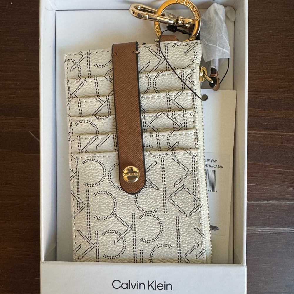 Calvin Klein Cream and Brown Card Holder